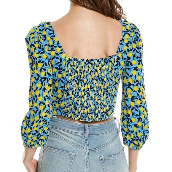 NWT Diane Von Furstenberg Dover Lemon Cropped Blouse, size 10 - Picture 2 of 13